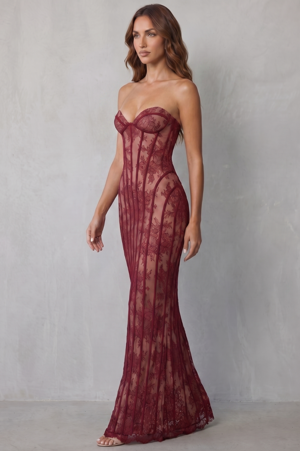 Sirelle – Sculpted lace allure – Maxi dress-10755312451927-OLVIA ROSE LONDON