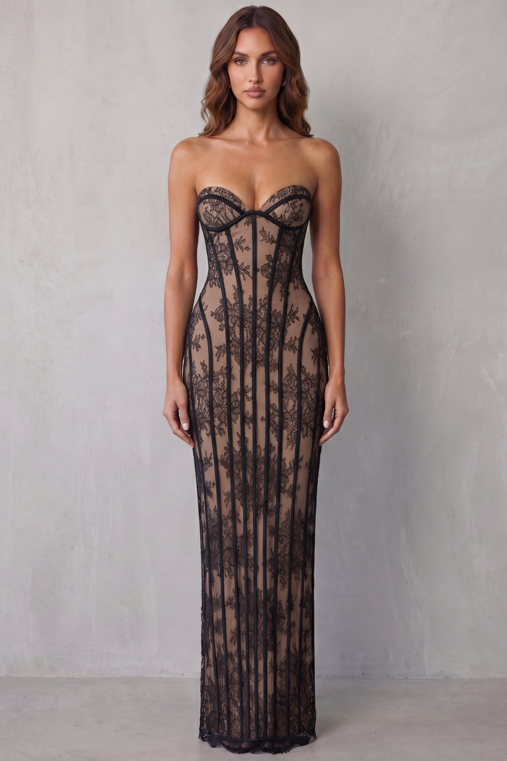 Sirelle – Sculpted lace allure – Maxi dress-10755312451927-OLVIA ROSE LONDON