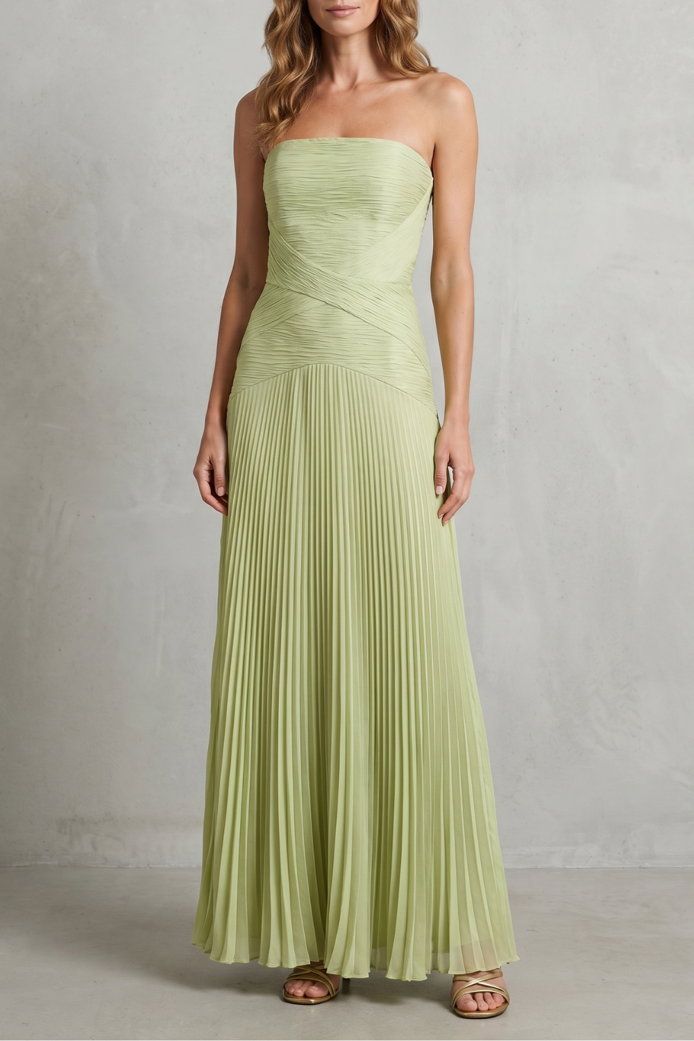 Skyelle – Pleated strapless elegance – Maxi dress-10747266040151-OLVIA ROSE LONDON