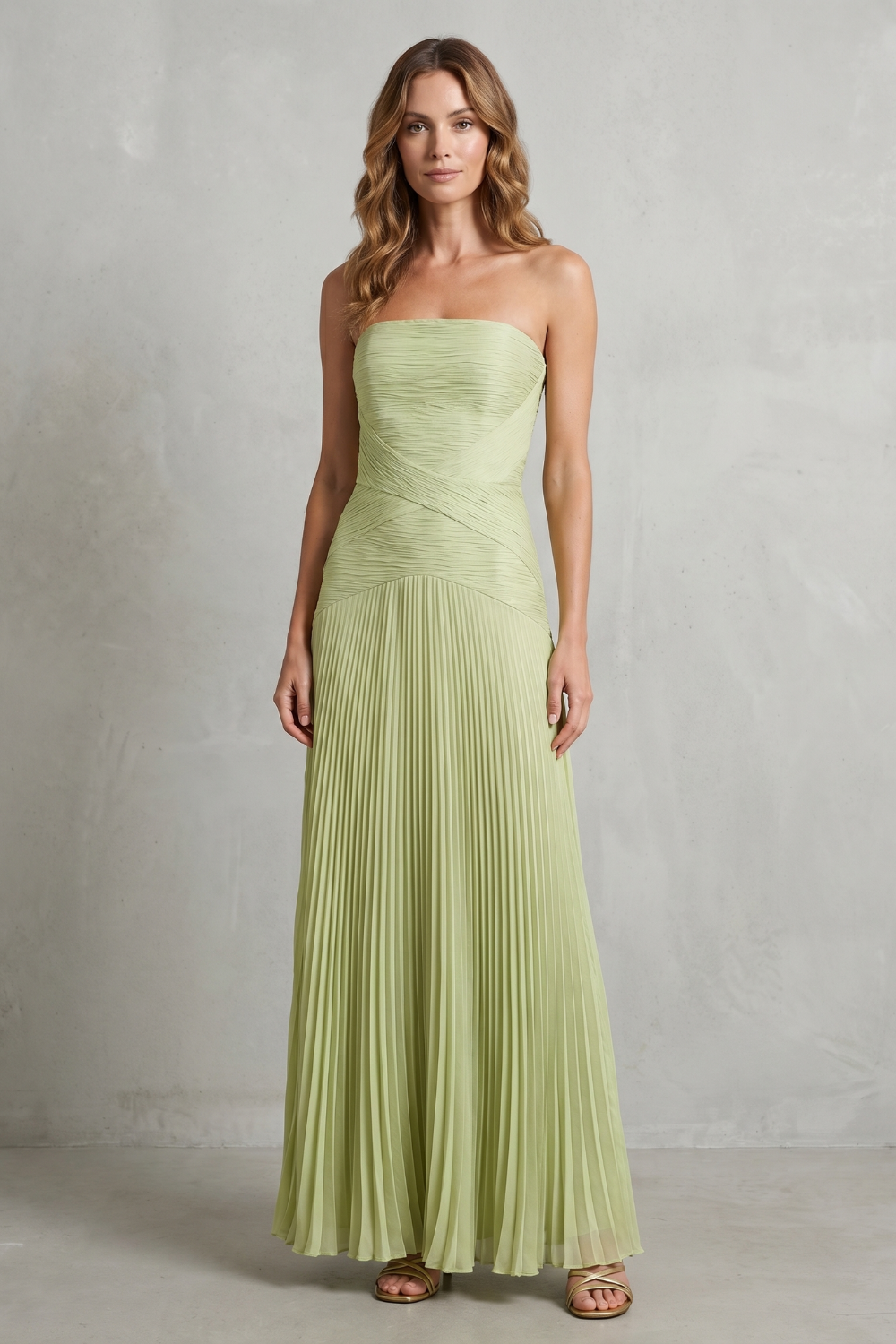 Skyelle – Pleated strapless elegance – Maxi dress-10747266040151-OLVIA ROSE LONDON