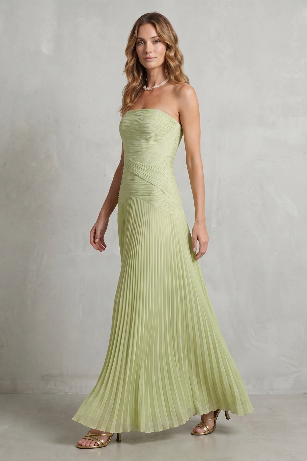 Skyelle – Pleated strapless elegance – Maxi dress-10747266040151-OLVIA ROSE LONDON