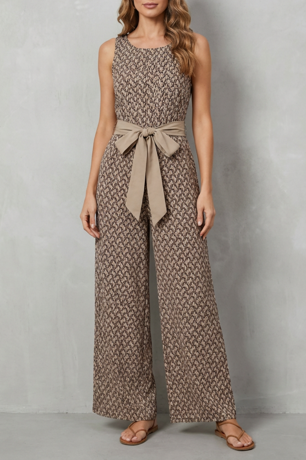 Solanette – Printed tie-waist – Sleeveless jumpsuit-10510448197975-OLVIA ROSE LONDON