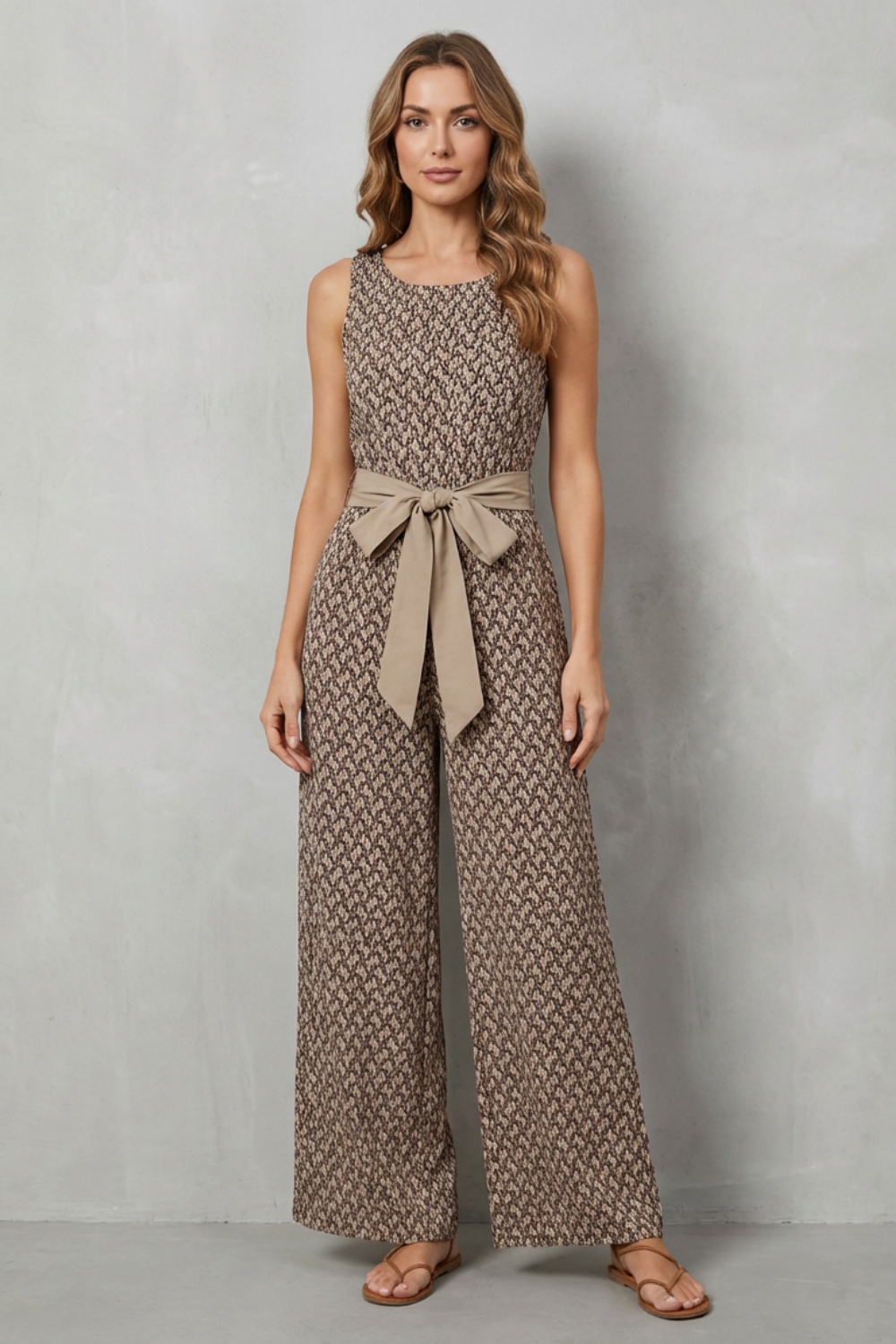 Solanette – Printed tie-waist – Sleeveless jumpsuit-10510448197975-OLVIA ROSE LONDON