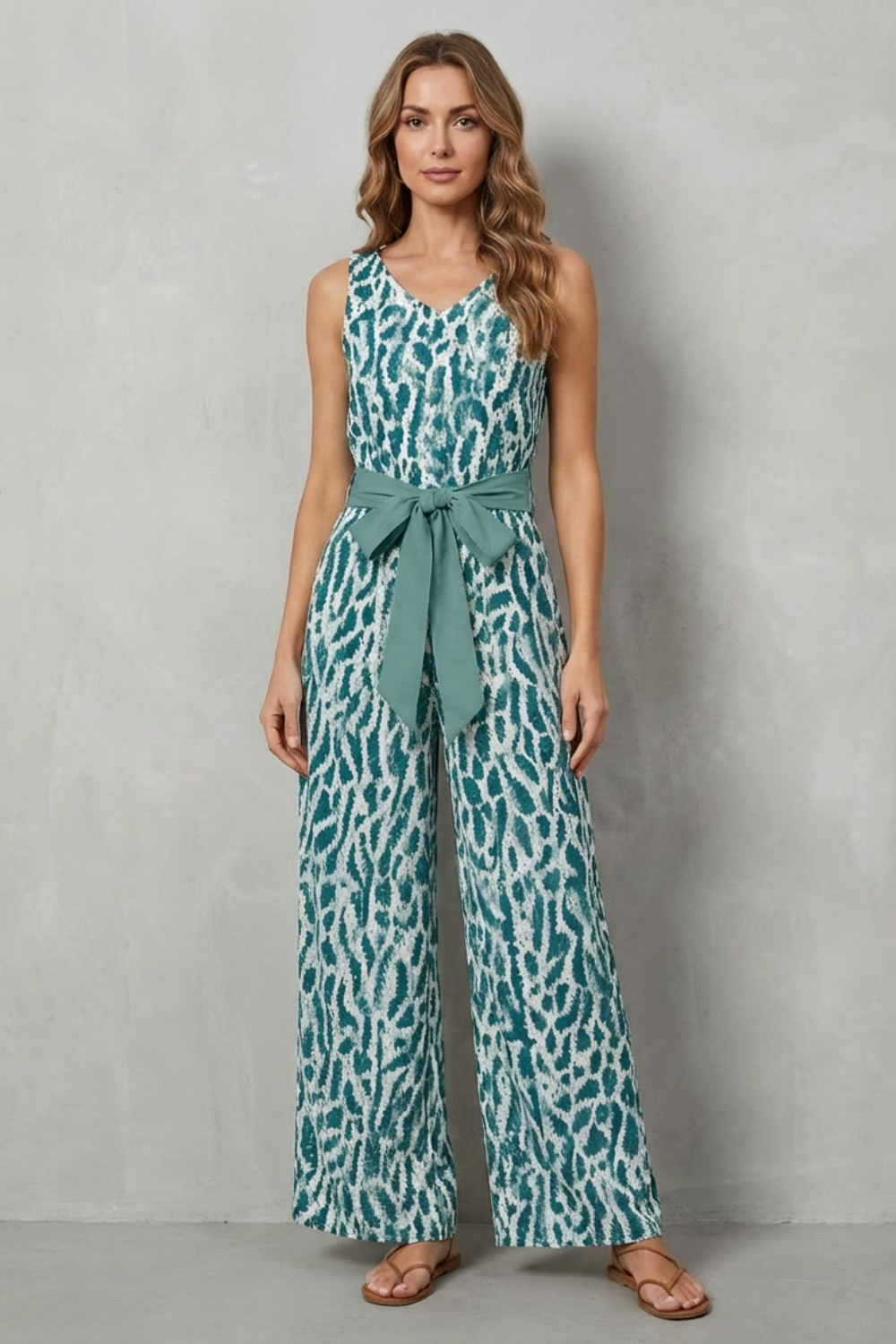 Solanette – Printed tie-waist – Sleeveless jumpsuit-10510448197975-OLVIA ROSE LONDON