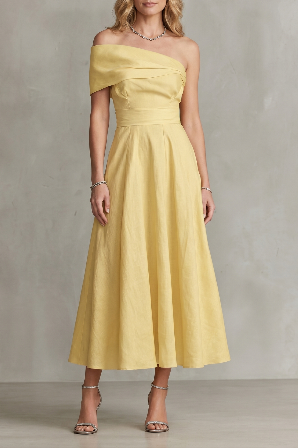 Soléane – One-shoulder linen elegance – Maxi dress-10914651734359-OLVIA ROSE LONDON