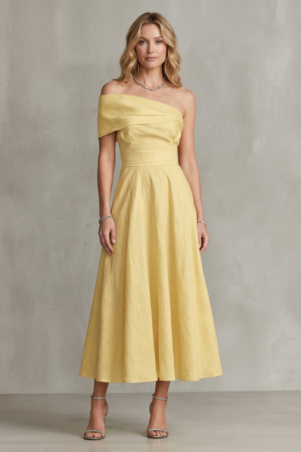 Soléane – One-shoulder linen elegance – Maxi dress-10914651734359-OLVIA ROSE LONDON