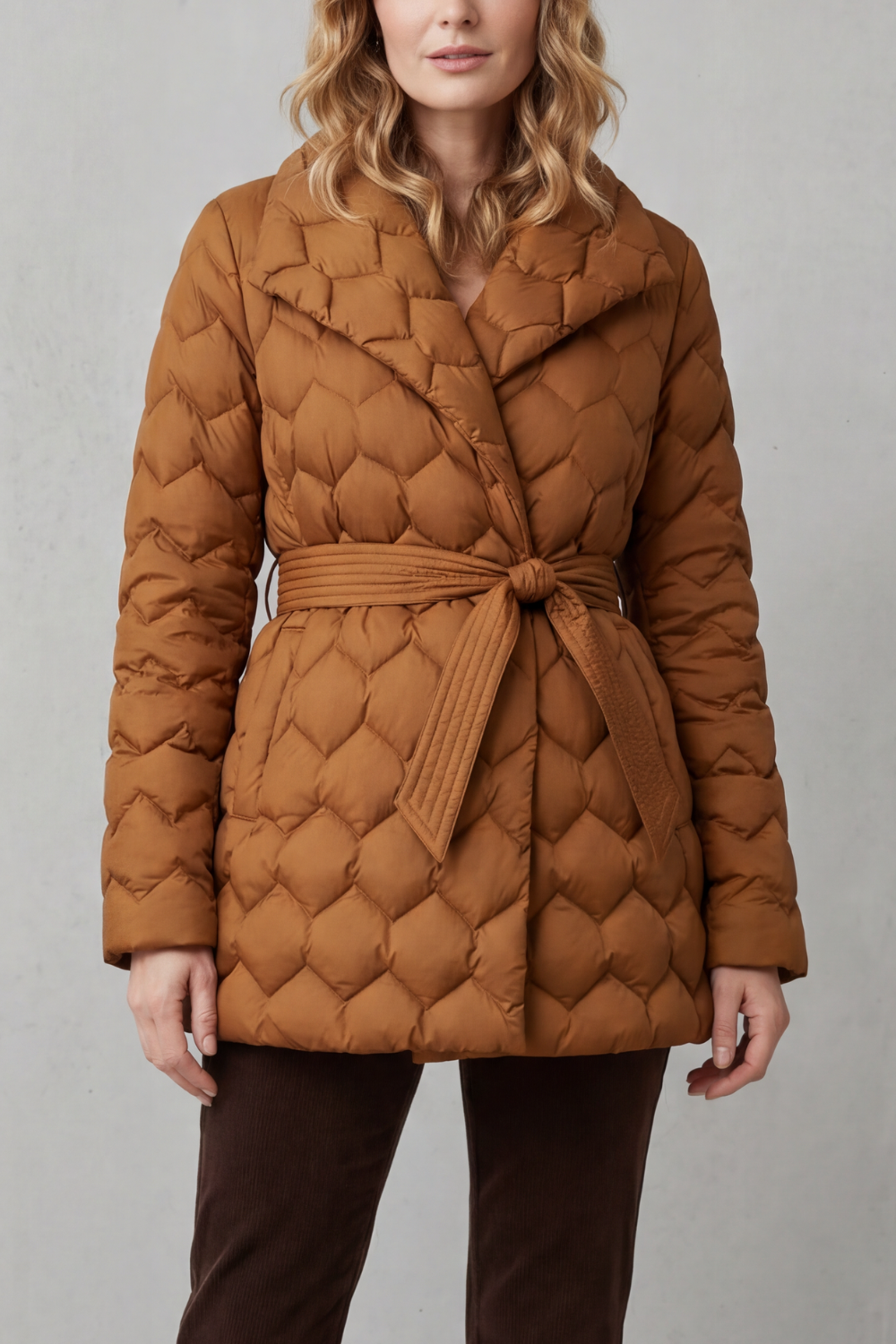 Solenza – Sculpted quilt – Belted puffer jacket-10469897437527-OLVIA ROSE LONDON