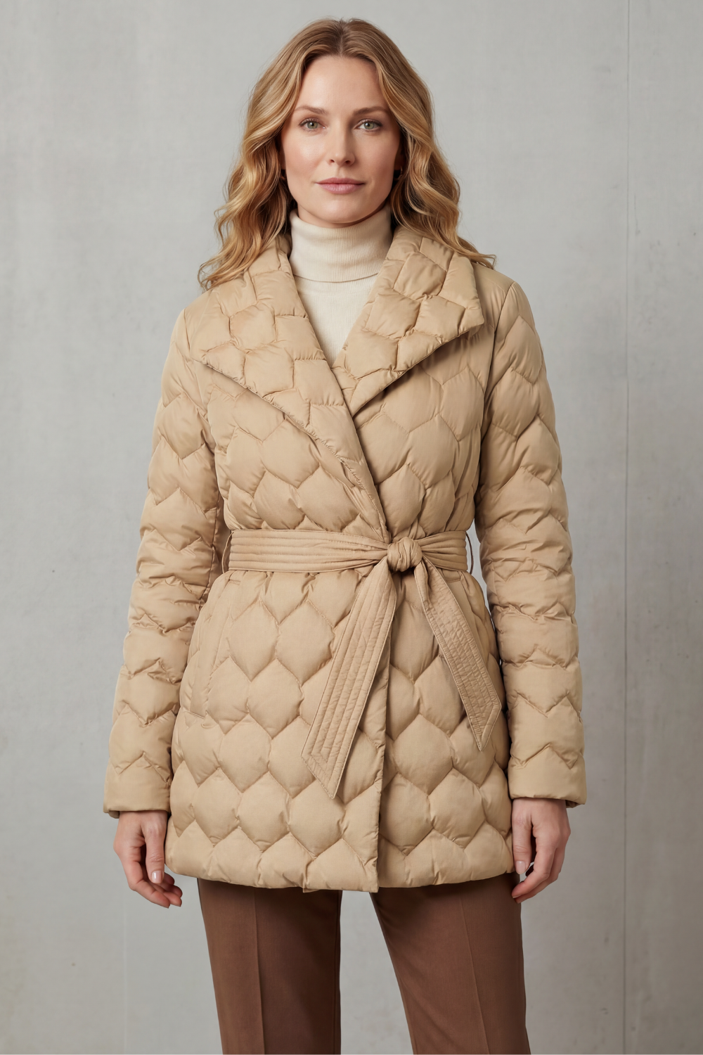 Solenza – Sculpted quilt – Belted puffer jacket-10469897437527-OLVIA ROSE LONDON