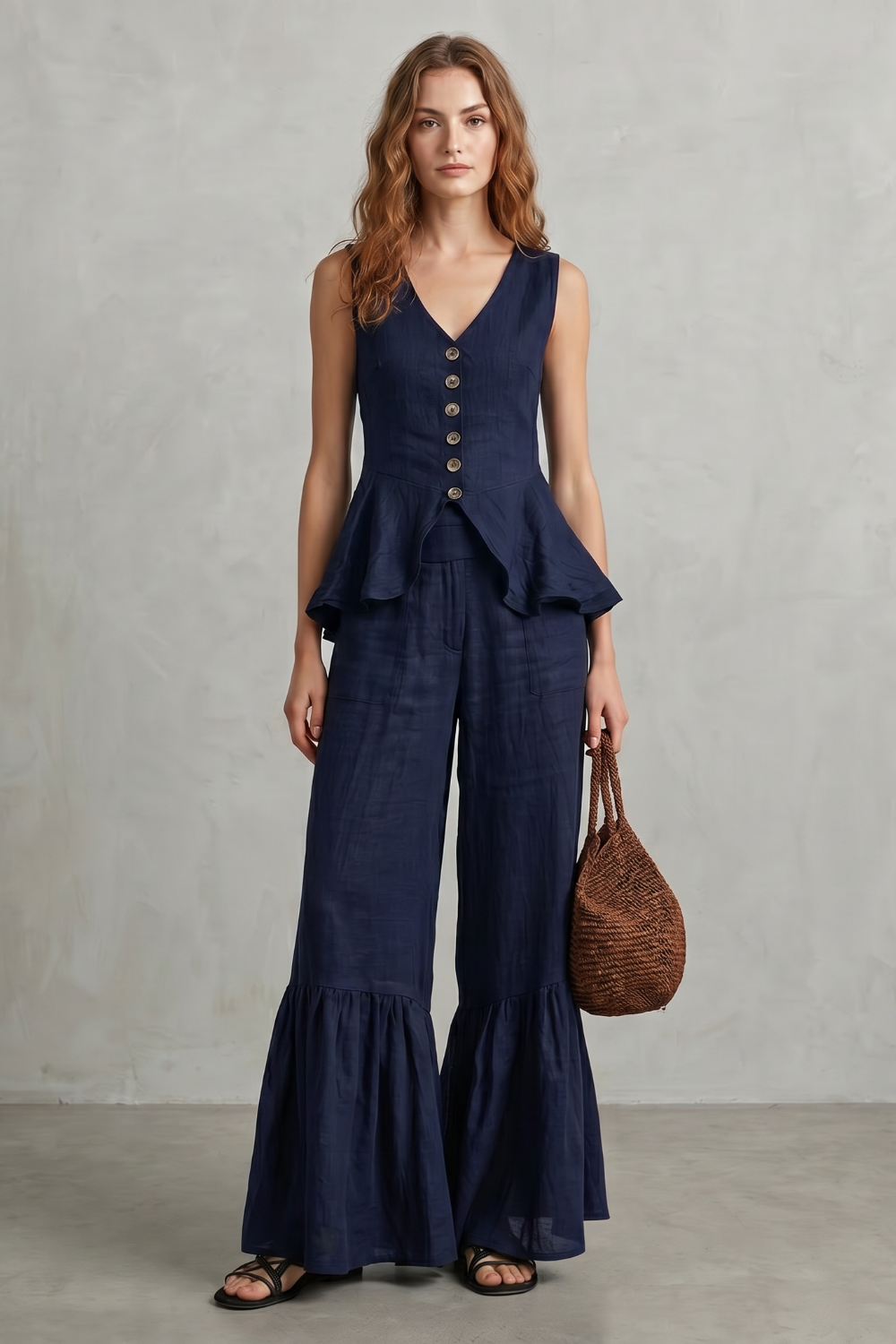 Solivette – Ruffled resort elegance – Trouser set-10908686352727-OLVIA ROSE LONDON