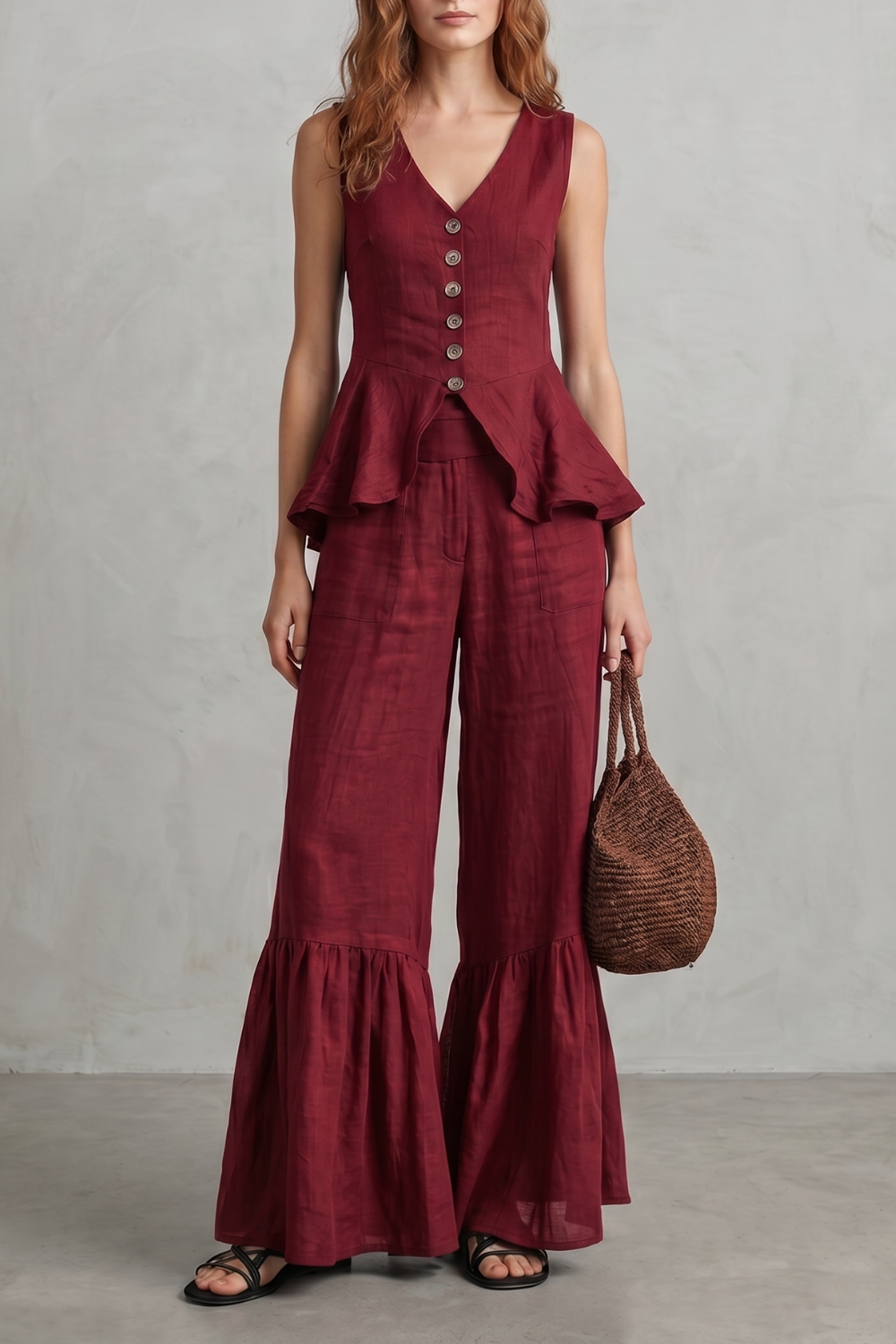 Solivette – Ruffled resort elegance – Trouser set-10908686352727-OLVIA ROSE LONDON