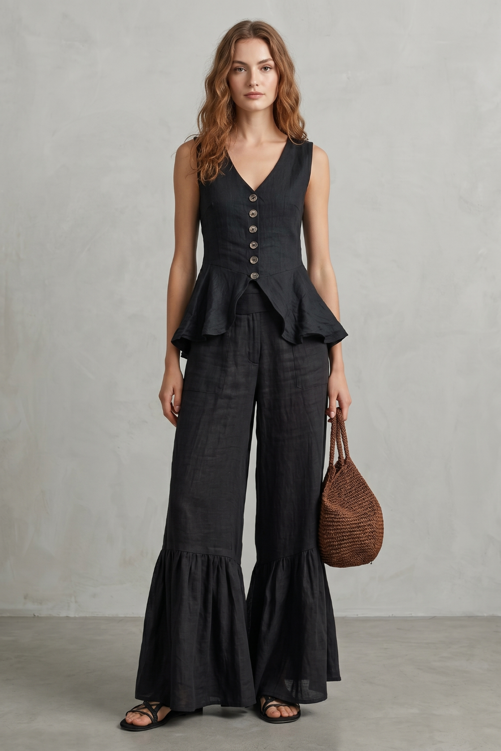 Solivette – Ruffled resort elegance – Trouser set-10908686352727-OLVIA ROSE LONDON