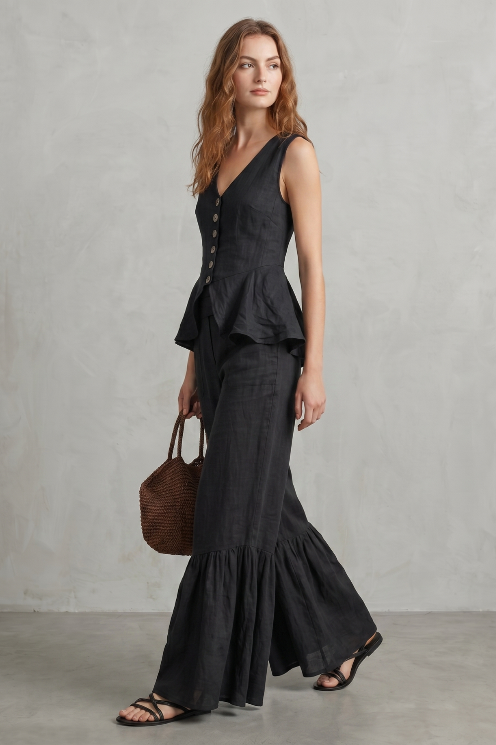 Solivette – Ruffled resort elegance – Trouser set-10908686352727-OLVIA ROSE LONDON