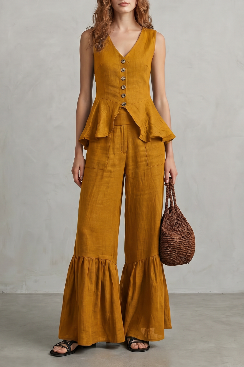 Solivette – Ruffled resort elegance – Trouser set-10908686352727-OLVIA ROSE LONDON
