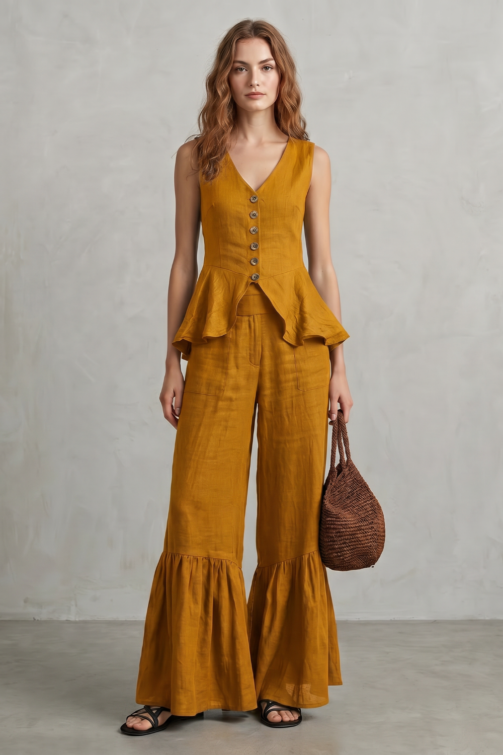 Solivette – Ruffled resort elegance – Trouser set-10908686352727-OLVIA ROSE LONDON