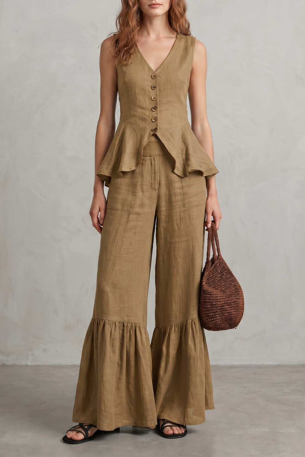 Solivette – Ruffled resort elegance – Trouser set-10908686352727-OLVIA ROSE LONDON