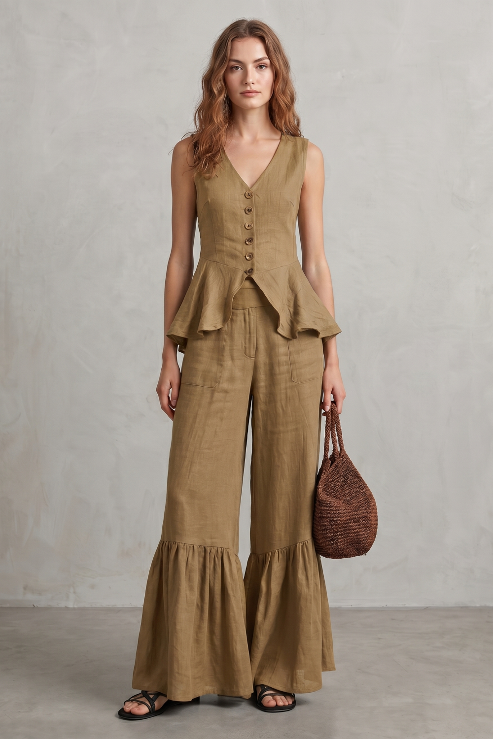 Solivette – Ruffled resort elegance – Trouser set-10908686352727-OLVIA ROSE LONDON