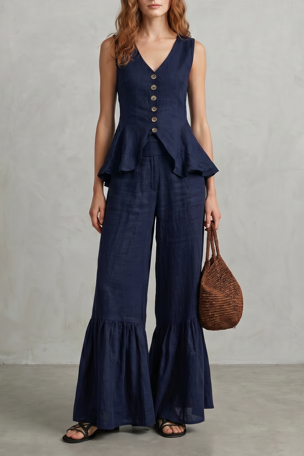 Solivette – Ruffled resort elegance – Trouser set-10908686352727-OLVIA ROSE LONDON