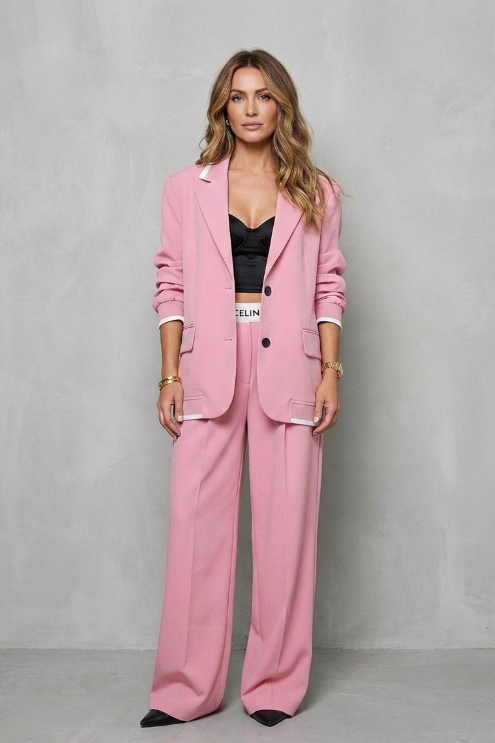 Talia – Elegant Wide-Leg Pantsuit Set – Autumn/Winter Two-Piece Power Look-10494046634327-OLVIA ROSE LONDON