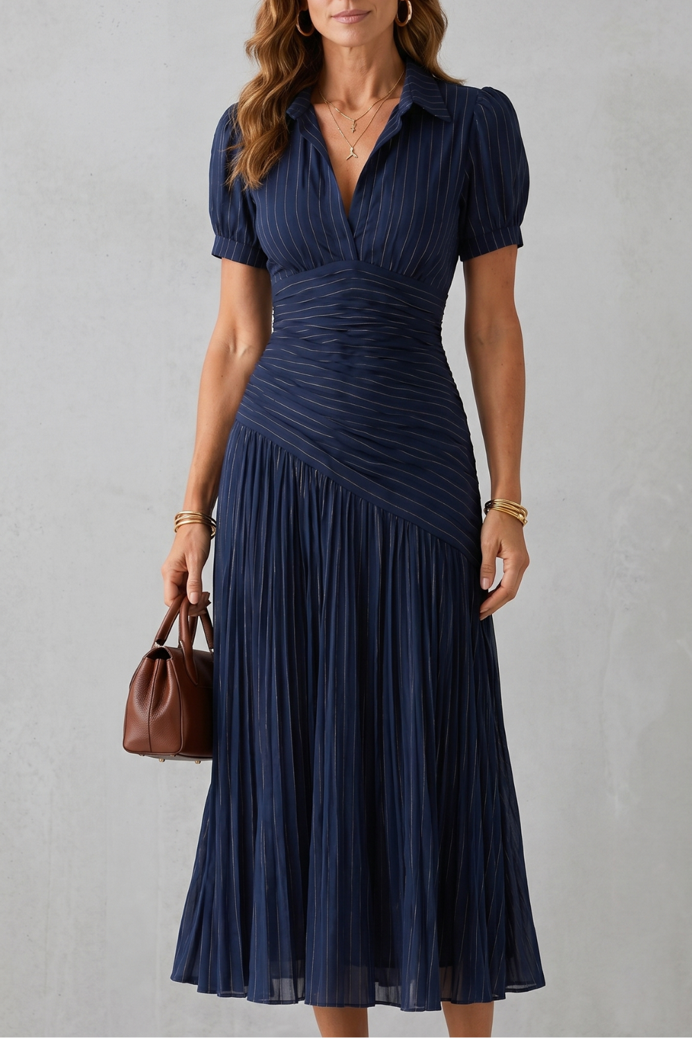 Theodelle – Pleated waist refinement – Midi dress-10908815720791-OLVIA ROSE LONDON