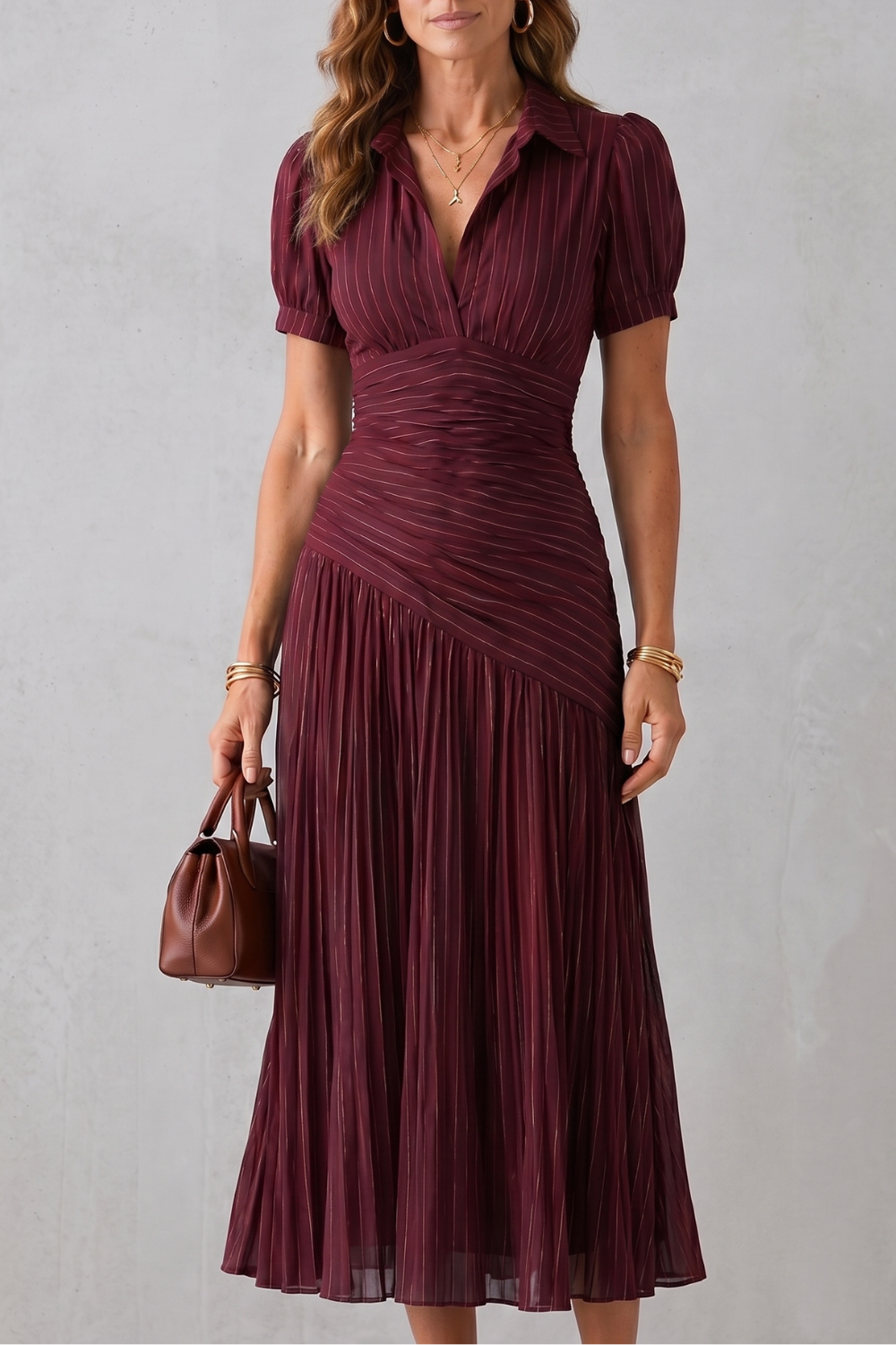 Theodelle – Pleated waist refinement – Midi dress-10908815720791-OLVIA ROSE LONDON
