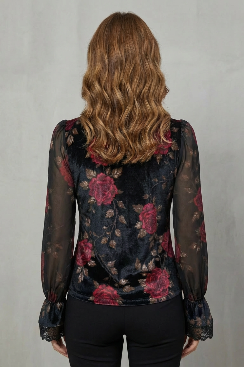 Théonie – Lace Cuff Velvet Blazer – Tailored Romantic Jacket-10497651835223-OLVIA ROSE LONDON