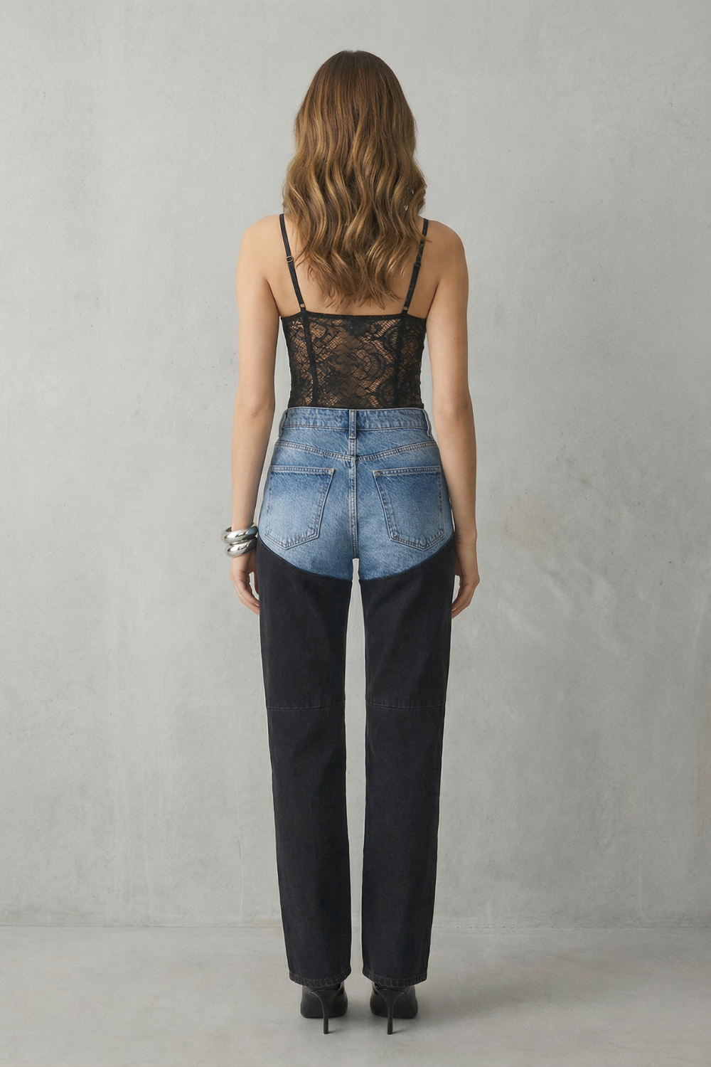 Valbrune – Two-tone illusion – High-rise straight jeans-10426264977751-OLVIA ROSE LONDON