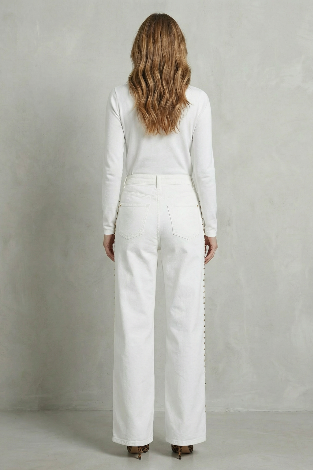 Valdenza – Gold stud trim – Straight leg jeans-10427421557079-OLVIA ROSE LONDON