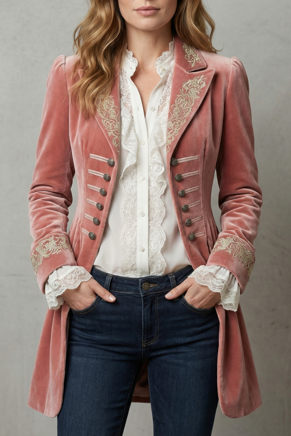 Valerique – Embroidered vintage silhouette – Long coat-10644576403799-OLVIA ROSE LONDON