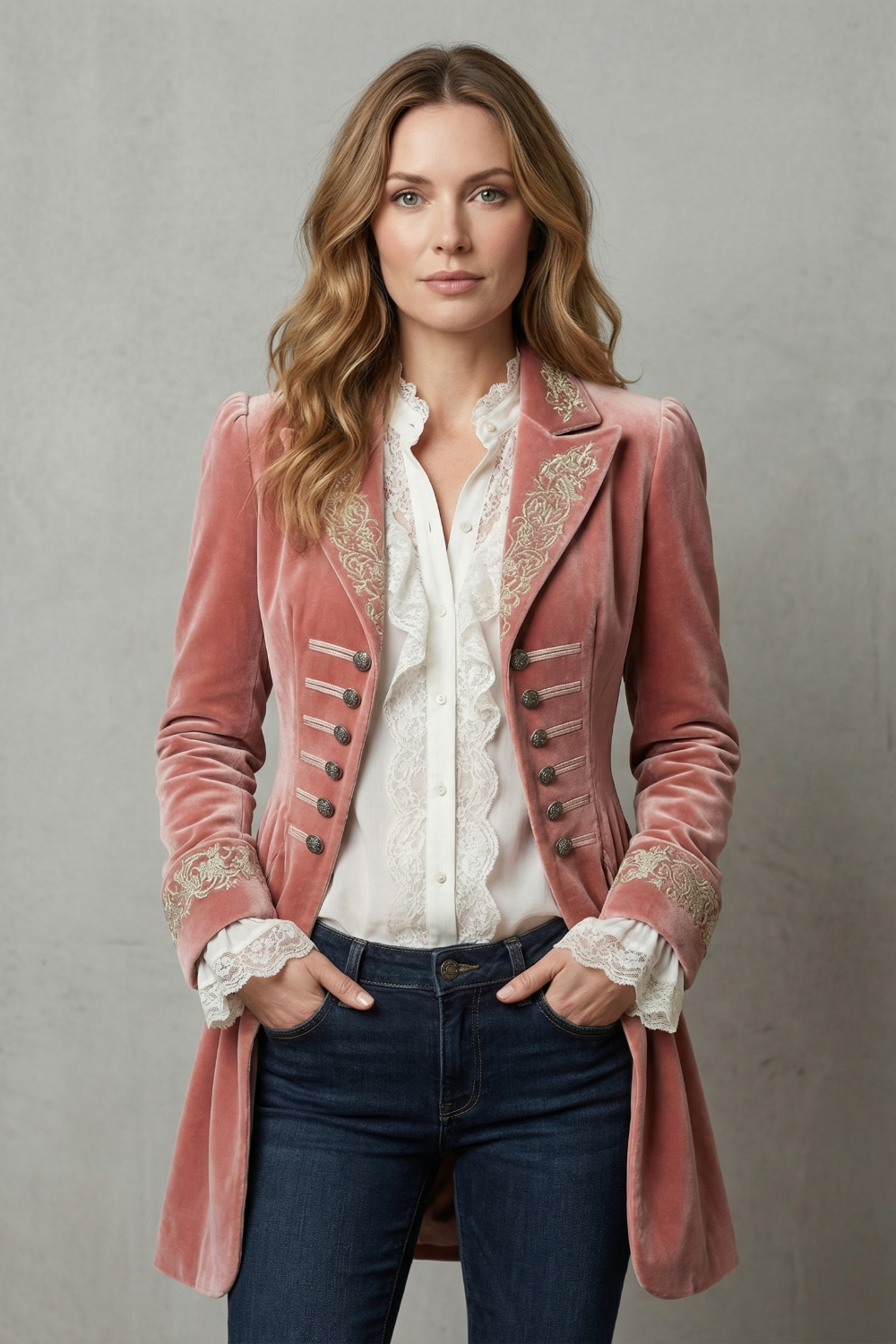 Valerique – Embroidered vintage silhouette – Long coat-10644576403799-OLVIA ROSE LONDON