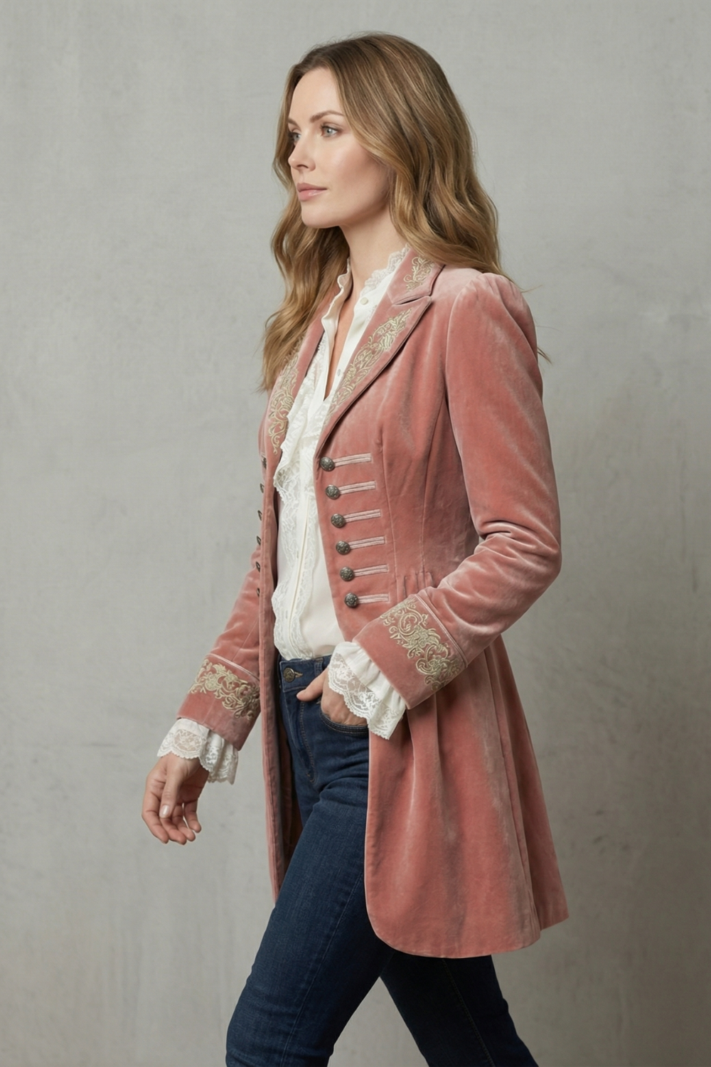 Valerique – Embroidered vintage silhouette – Long coat-10644576403799-OLVIA ROSE LONDON