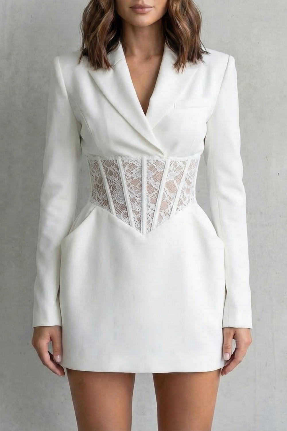 Valerisse – Lace corset silhouette – Blazer dress-10627720937815-OLVIA ROSE LONDON