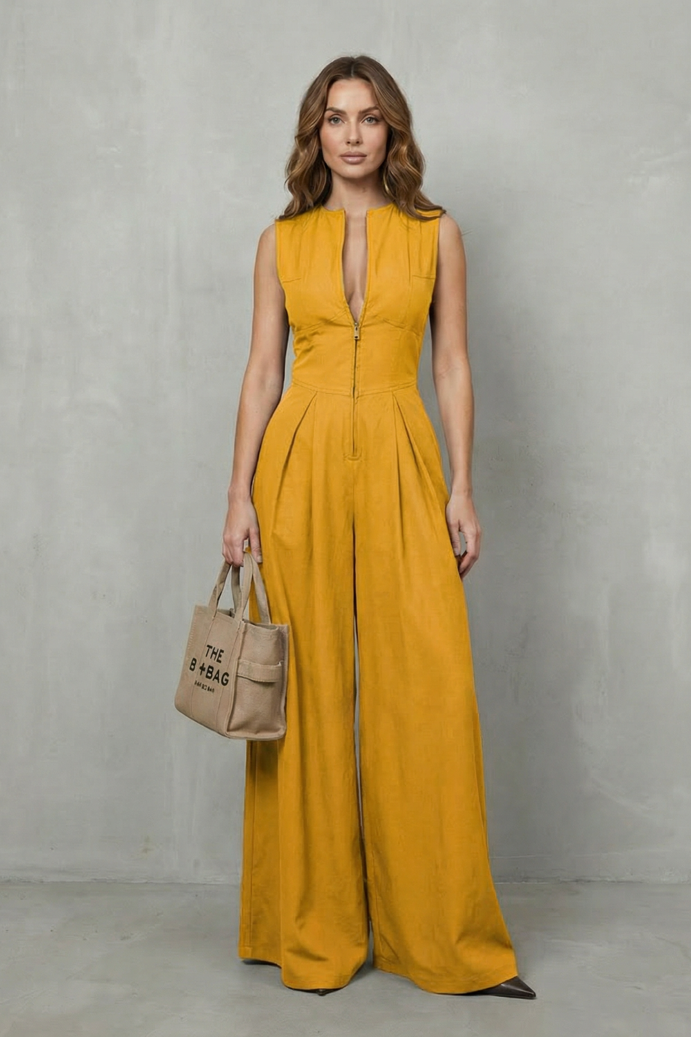 Valerisse – Sculpted zip-front elegance – Wide leg jumpsuit-10747354480983-OLVIA ROSE LONDON