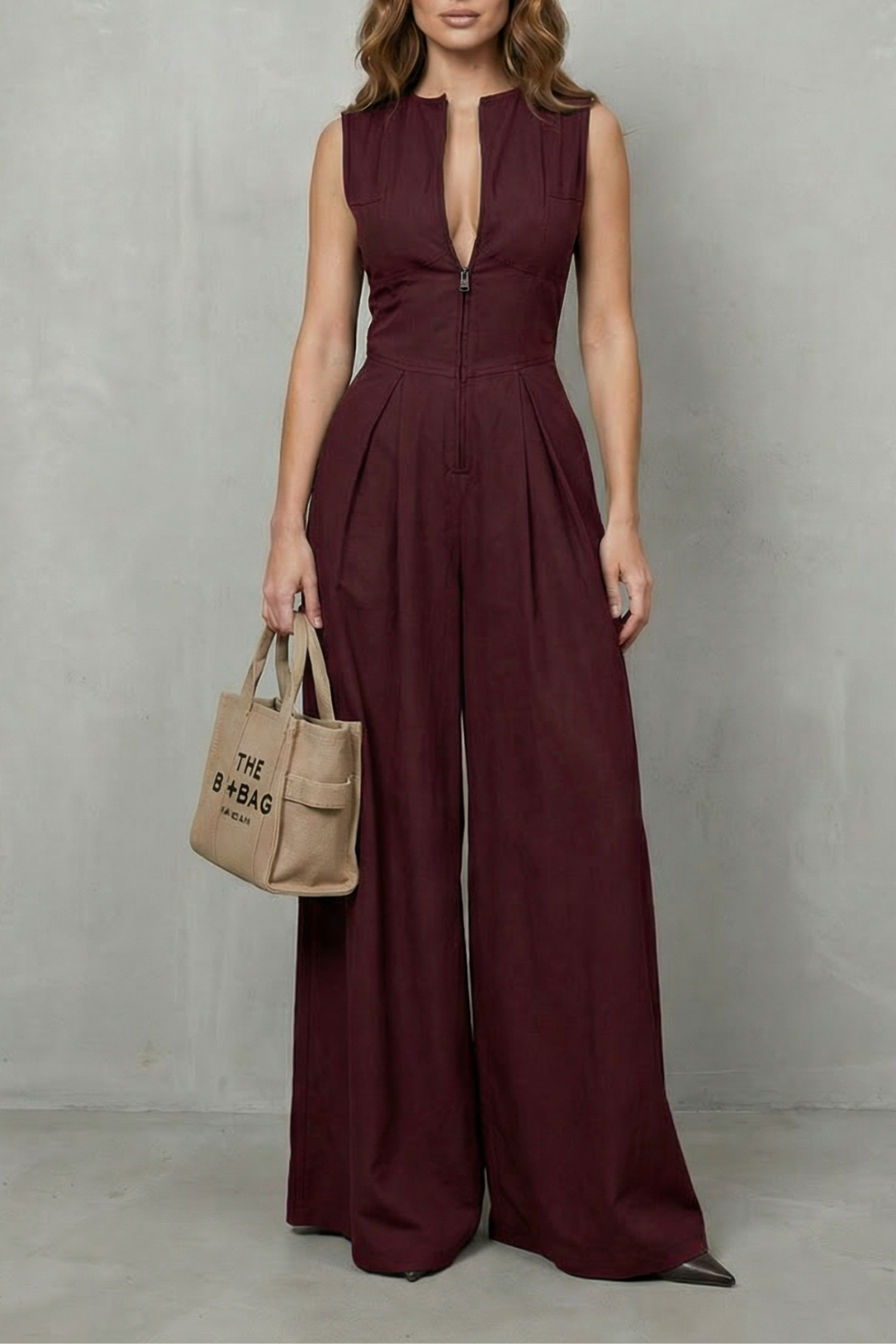 Valerisse – Sculpted zip-front elegance – Wide leg jumpsuit-10747354480983-OLVIA ROSE LONDON