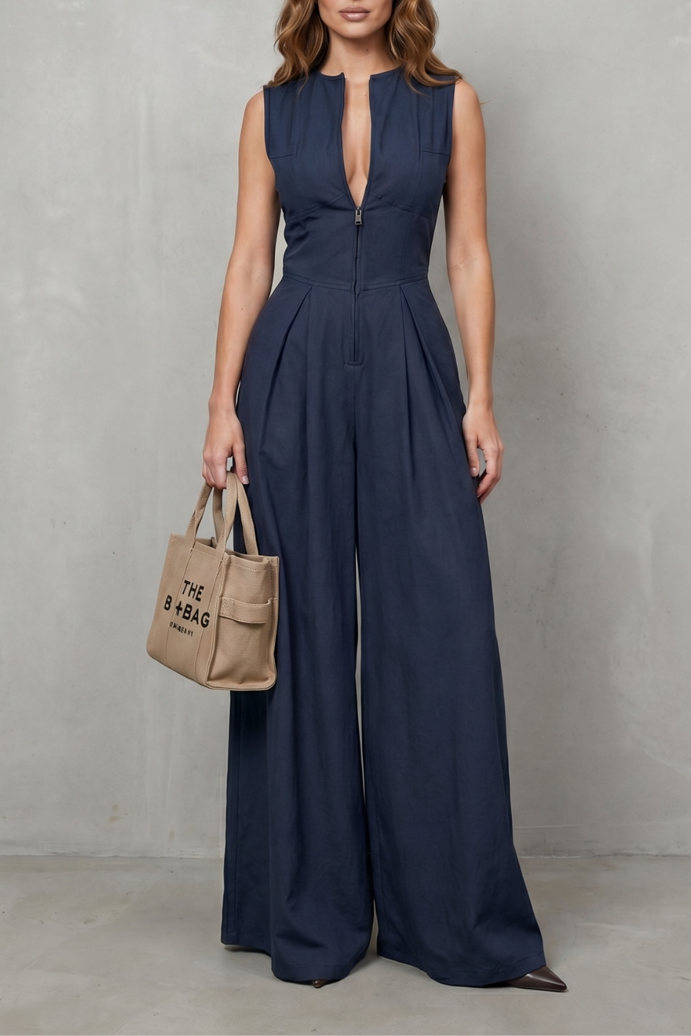 Valerisse – Sculpted zip-front elegance – Wide leg jumpsuit-10747354480983-OLVIA ROSE LONDON