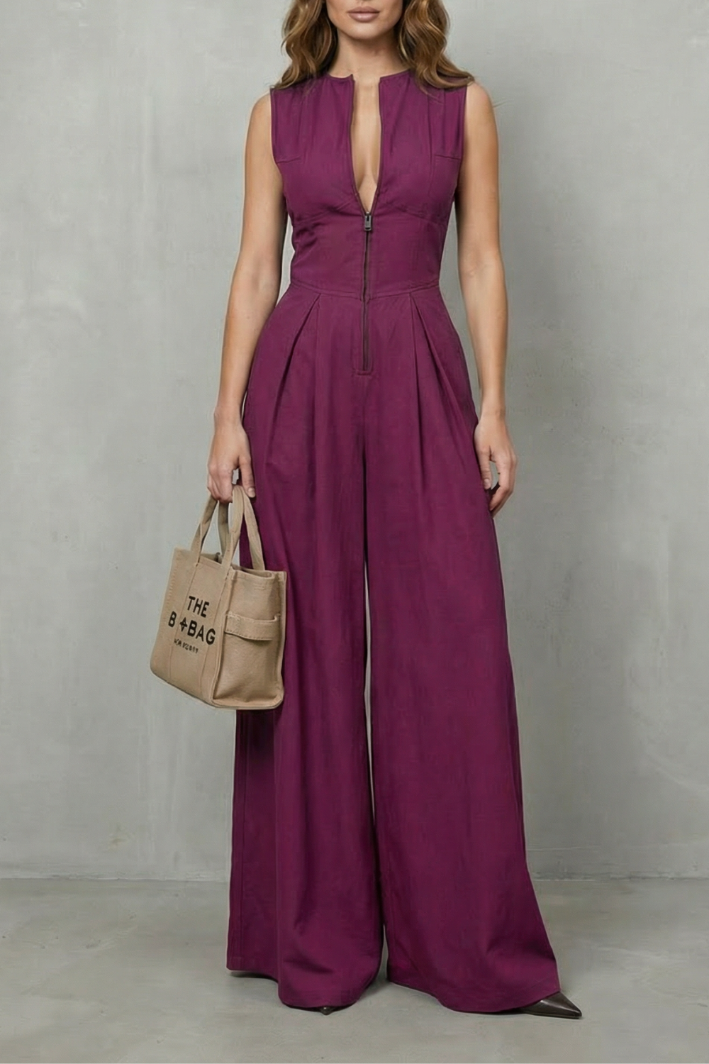 Valerisse – Sculpted zip-front elegance – Wide leg jumpsuit-10747354480983-OLVIA ROSE LONDON