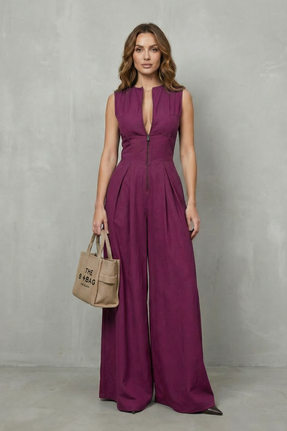 Valerisse – Sculpted zip-front elegance – Wide leg jumpsuit-10747354480983-OLVIA ROSE LONDON