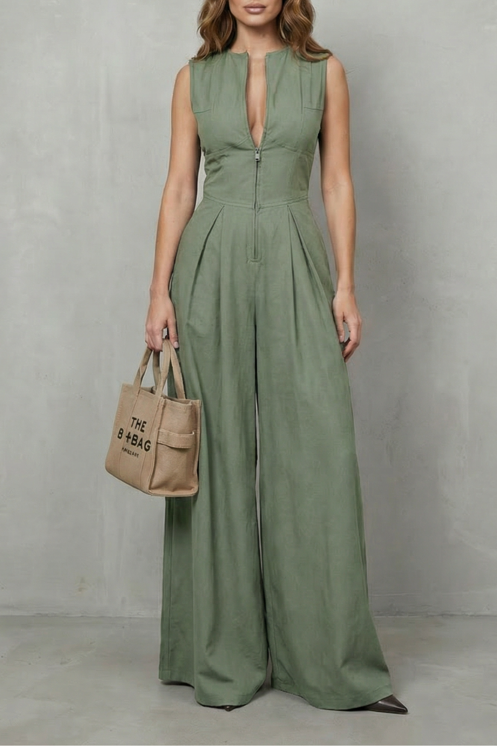 Valerisse – Sculpted zip-front elegance – Wide leg jumpsuit-10747354480983-OLVIA ROSE LONDON