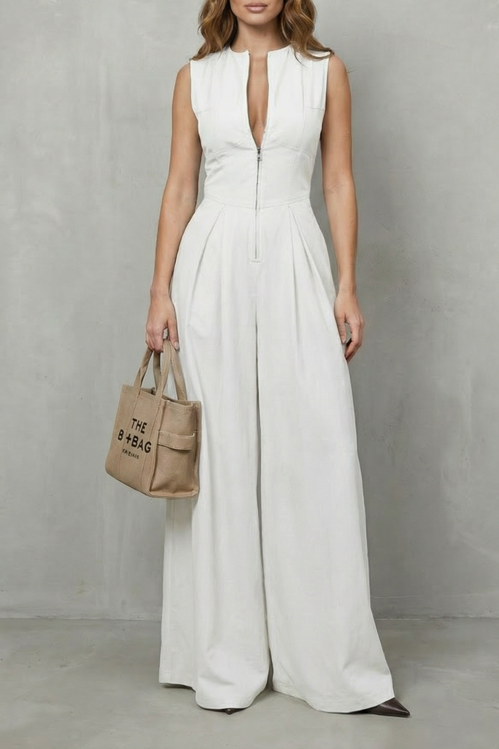 Valerisse – Sculpted zip-front elegance – Wide leg jumpsuit-10747354480983-OLVIA ROSE LONDON