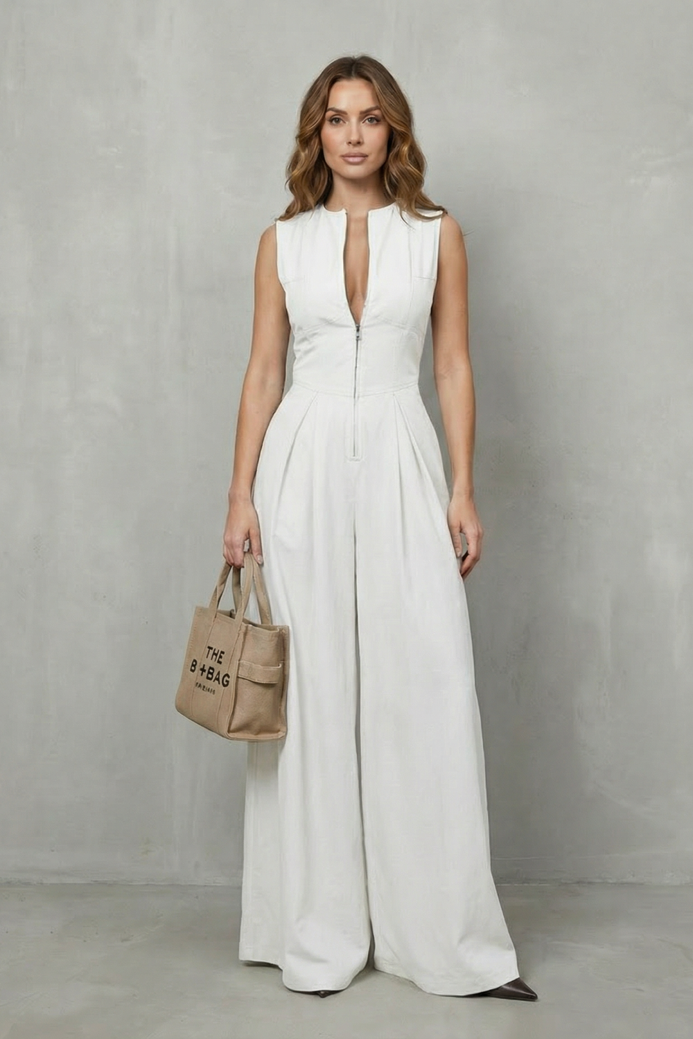 Valerisse – Sculpted zip-front elegance – Wide leg jumpsuit-10747354480983-OLVIA ROSE LONDON
