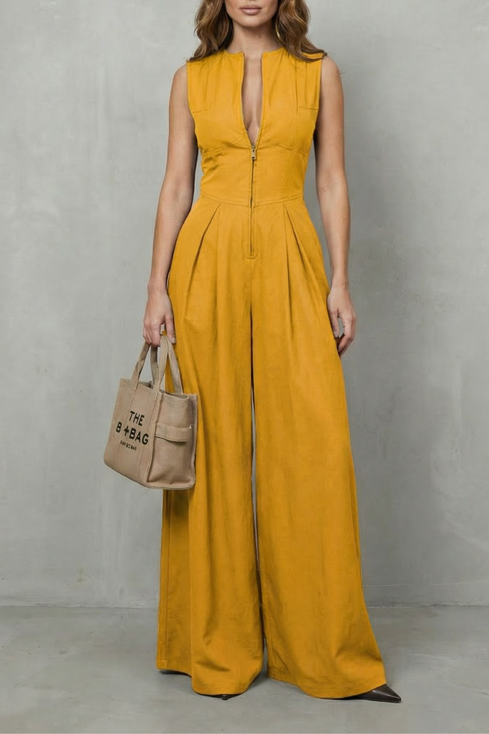 Valerisse – Sculpted zip-front elegance – Wide leg jumpsuit-10747354480983-OLVIA ROSE LONDON