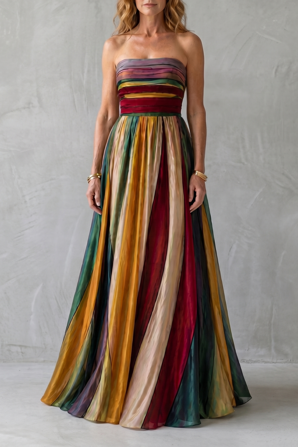 Valessia – Multicolour sunset stripes – Maxi dress-10914652193111-OLVIA ROSE LONDON