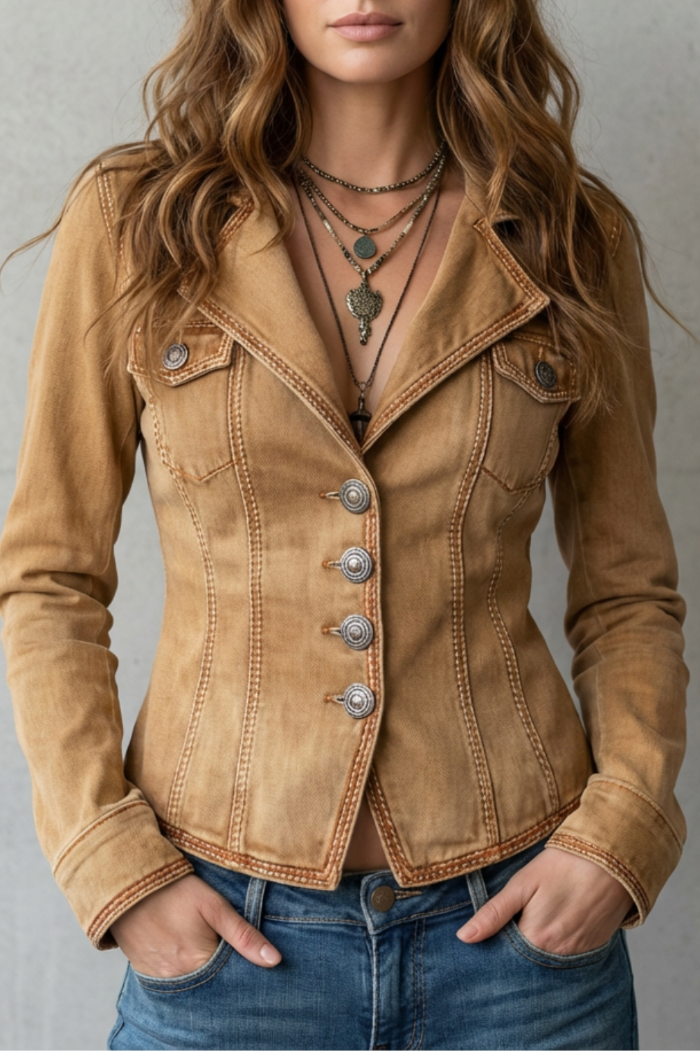 Valmira – Sculpted silhouette – Denim blazer-10497489600855-OLVIA ROSE LONDON