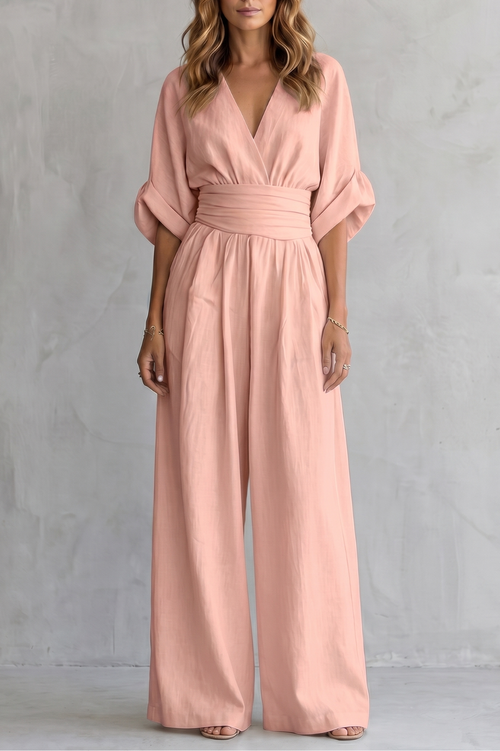 Valoria – Draped waist elegance – Wide-leg jumpsuit-10908686975319-OLVIA ROSE LONDON