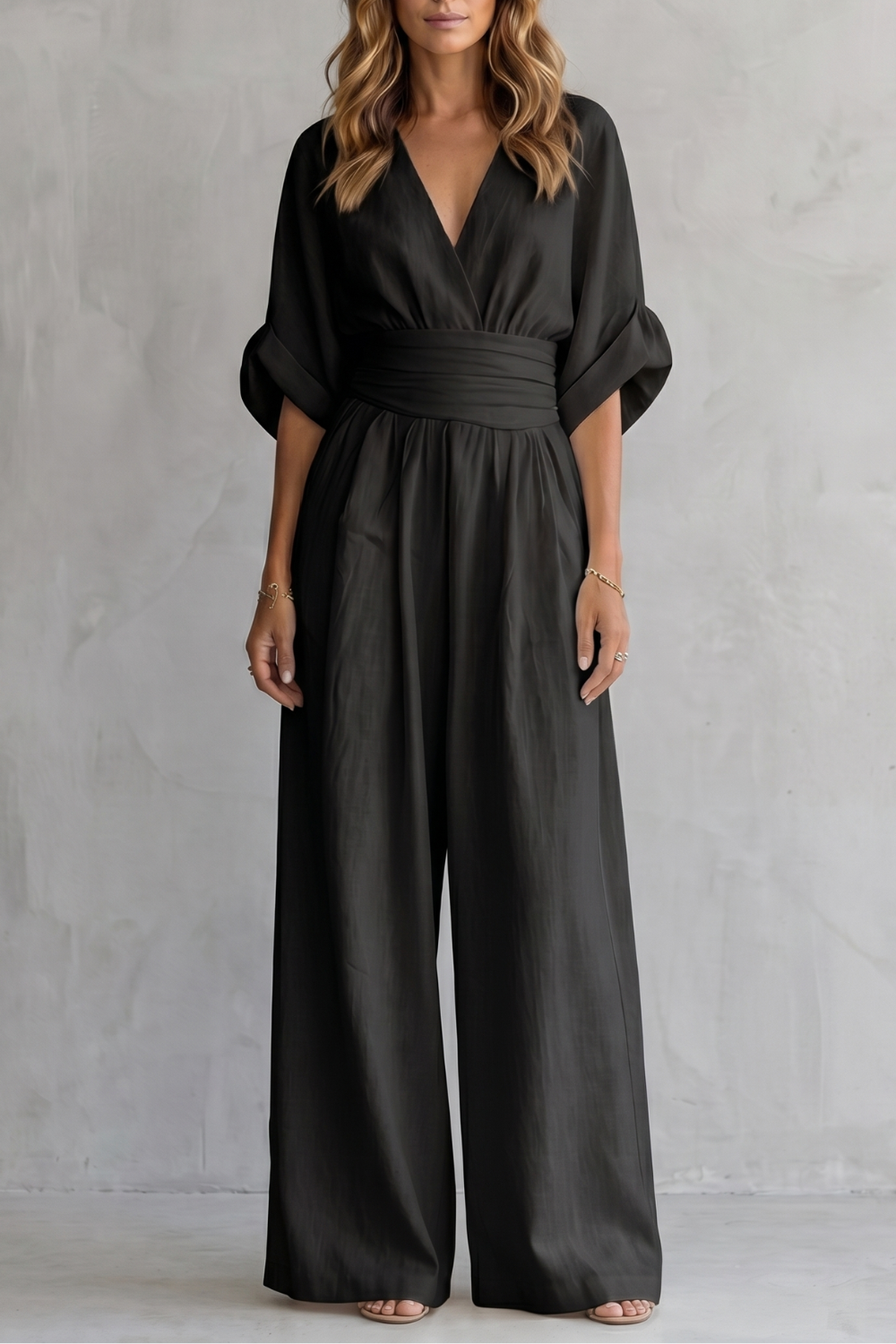 Valoria – Draped waist elegance – Wide-leg jumpsuit-10908686975319-OLVIA ROSE LONDON
