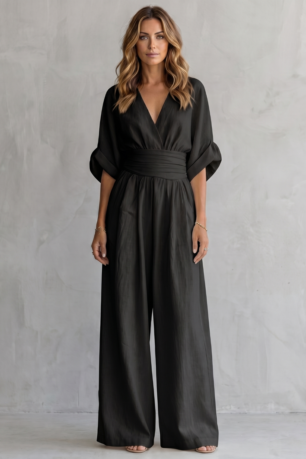 Valoria – Draped waist elegance – Wide-leg jumpsuit-10908686975319-OLVIA ROSE LONDON