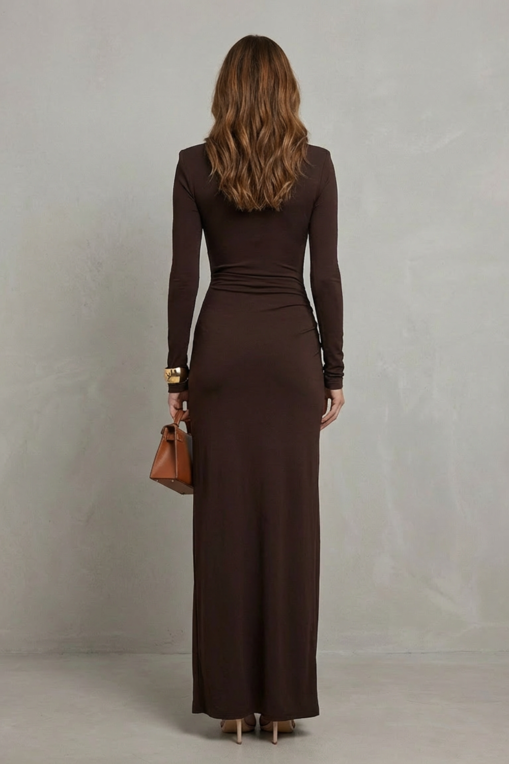 Vanessa – Draped Waist High-Slit Dress – Sophisticated Evening Glamour-10494058266967-OLVIA ROSE LONDON