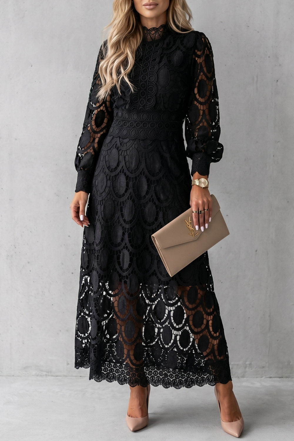 Velmira – Intricate lace elegance – Midi dress-10765745127767-OLVIA ROSE LONDON