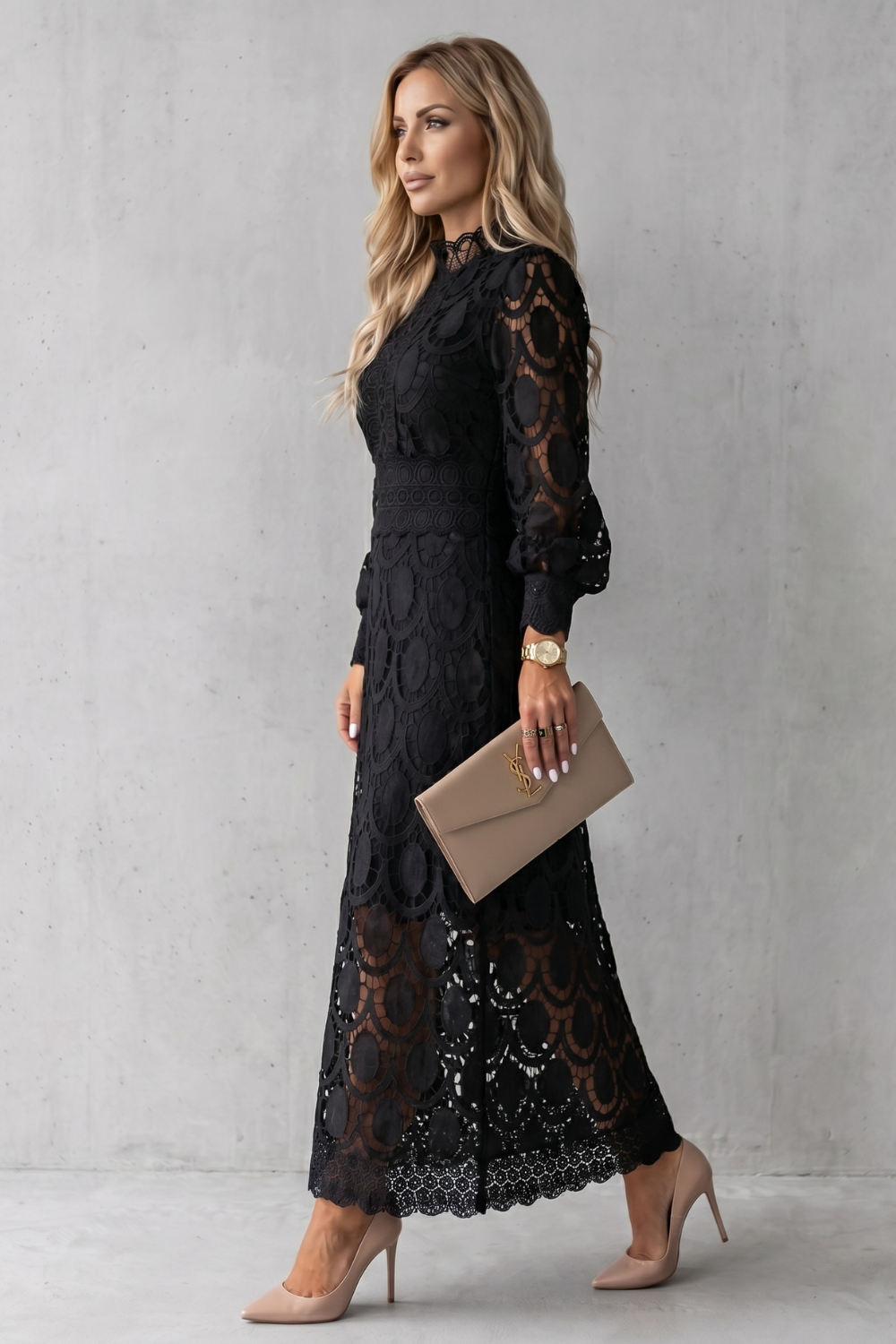 Velmira – Intricate lace elegance – Midi dress-10765745127767-OLVIA ROSE LONDON