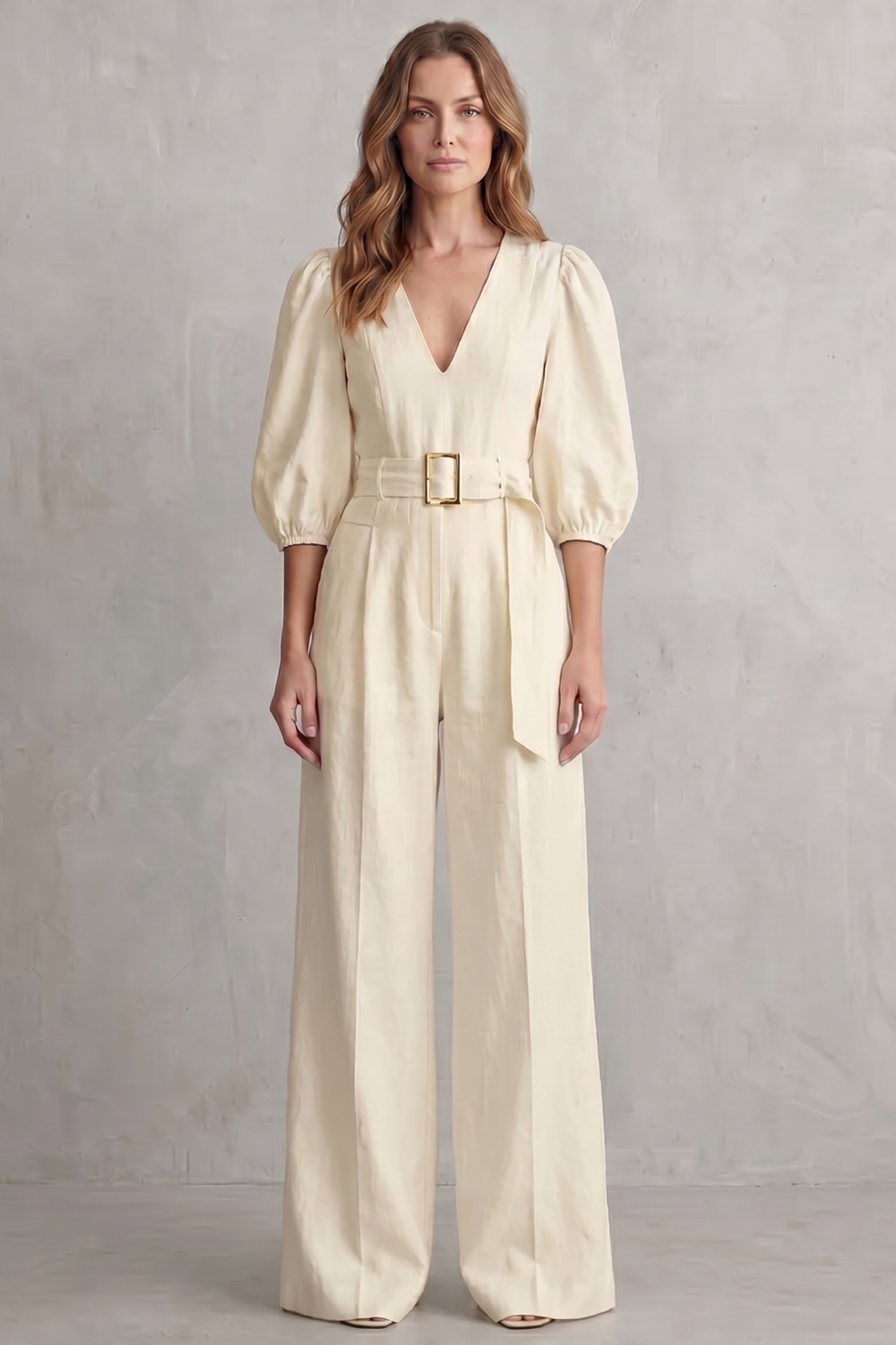 Velmora – Elegant belted puff sleeve – Wide leg jumpsuit-10644026687831-OLVIA ROSE LONDON