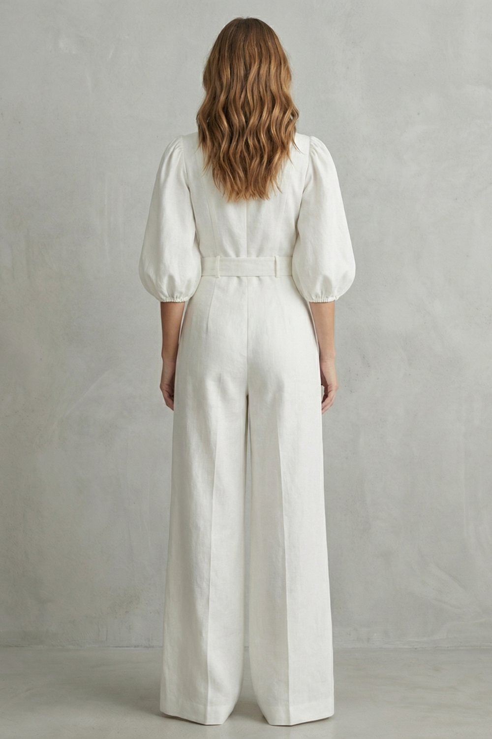 Velmora – Elegant belted puff sleeve – Wide leg jumpsuit-10644026687831-OLVIA ROSE LONDON